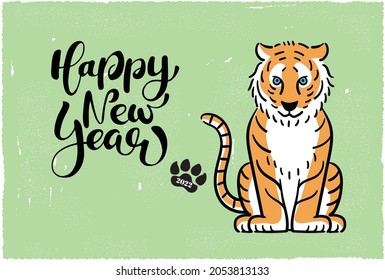 2022 New Year's card for the year of the tiger This is a fashionable and simple illustration of a tiger.Easy-to-use vector material.