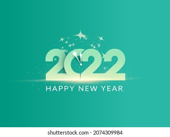 2022 Number With Clock And Sparkles On Turquoise Background For Happy New Year Concept. - Shutterstock ID 2074309984