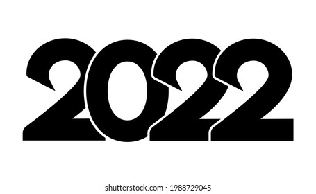 2022 number design template. 2022 text design. Lettering design element. Vector illustration with black number on white background. 