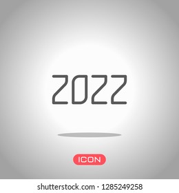 2022 number icon. Happy New Year. Icon under spotlight. Gray background