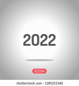 2022 number icon. Happy New Year. Icon under spotlight. Gray background