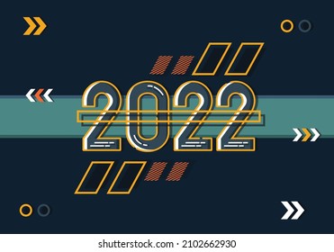 2022 number logo with geometry concept. vector illustration. flat design number. text logo 2022. can be used for wallpapers, banners, greeting cards and backgrounds
