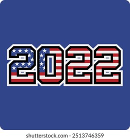 2022 number vector design has american flag motif