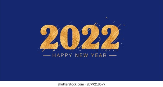 2022 Number. Vector illustration. Isolated logotype Golden color for New Year banner calendar 2022.