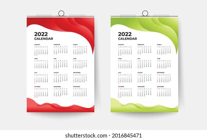 2022 One page wall calendar design template, modern 12 months one-page calendar