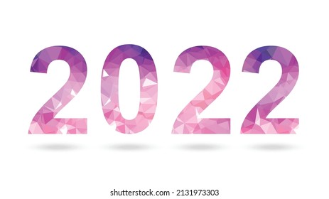 Símbolo vector de polígono rosa 2022. Icono poligonal aislado de Año Nuevo