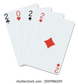 2022 playing cards on a white background 