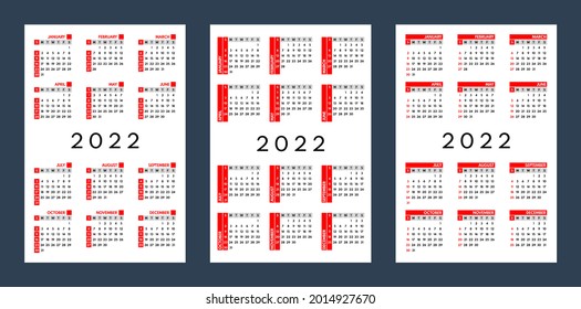 2022 pocket size simple design calendars set
