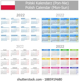 2022 Polish Mix Calendar Mon-Sun on white background