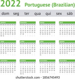 2022 Portuguese American Calendar. Weeks start on Sunday