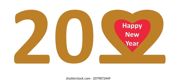 2022 with red heart. Heart health insurance.Happy New Year lettering.new year concept.