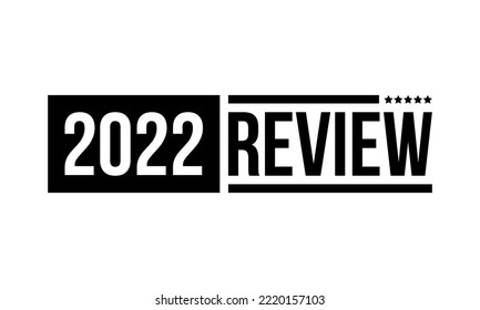 2022 review with five stars, vector icon isolated on white background