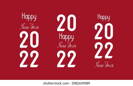 2022, Set of  Lettering Happy New Year 2022. Happy Chinese new year 2022, Trendy Illustration on red background. Decoration elements for design, greeting card, posters, postcard Good for web and print