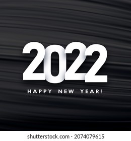 2022 sign on black brush strokes background. Happy new year sign. Vector holiday illustration.