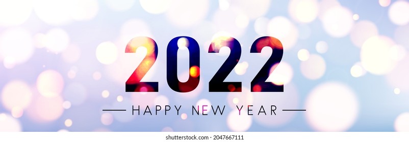 2022 sign on fogged blurred bubbles background. Happy new year. Vector festive illustration.