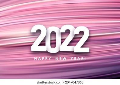 2022 sign on pink gradient strokes background. Happy new year sign. Vector holiday illustration.
