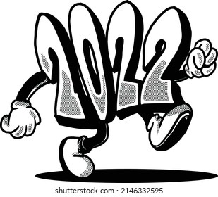 2022 simple cartoon character design, suitable for t-shirt and sticker designs