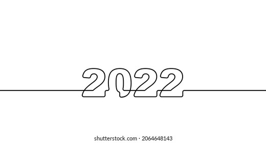 2022 single thin line drawing, Continuous line art drawing 2022 new year numbers, Vector illustration design element