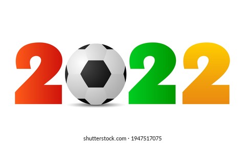2022 with a soccer ball. bright numbers of the new year. vector illustration isolated on white background