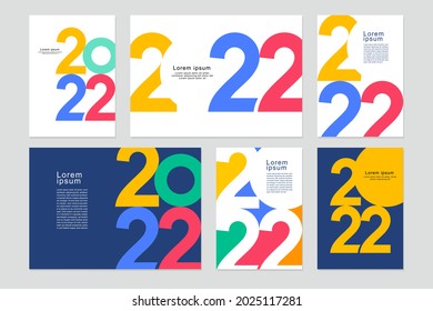 2022 template design with copy space. Strong typography. Colorful and easy to remember. Design for branding, presentation, portfolio, business, education, banner. Vector, illustration