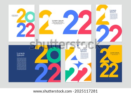 2022 template design with copy space. Strong typography. Colorful and easy to remember. Design for branding, presentation, portfolio, business, education, banner. Vector, illustration