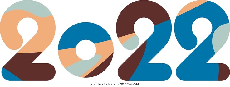 2022 text design. Pastel color vector illustration