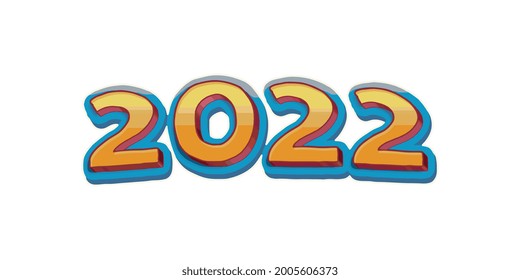 2022 text design pattern. Collection of Happy New Year and happy holidays. Vector illustration with blue holiday labels isolated on white background.