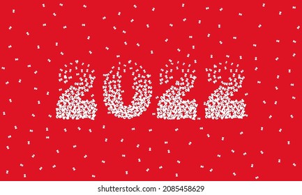 2022 text design using number symbol two. Happy New Year 2022 grain texture background.