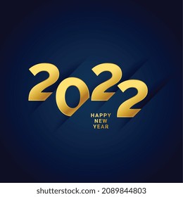 2022 Text Effect In Golden For New Year