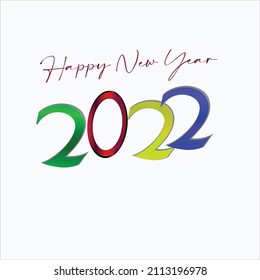 2022 text number design template. 2022 typography symbol Happy New Year. Vector illustration with multi colour labels isolated on white background.