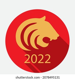 2022, Tiger year flat icon. Happy Chinese New Year 2022. Usage for greeting cards, banners.