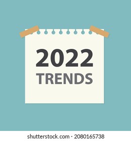 Tendencias de 2022 escritas en una hoja de un cuaderno de espiral - ilustración vectorial