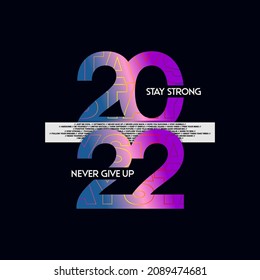 2022 typography colorful art tee design concept