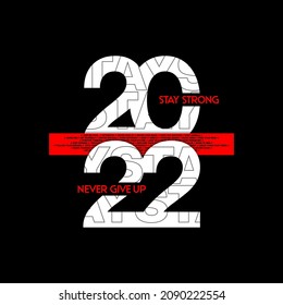 2022 typography flat color design concept