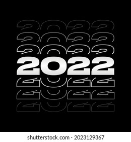Tipografía de 2022 aislada en un cartel cuadrado de fondo negro. 2022 plantilla moderna de diseño de texto para publicación en medios sociales.
