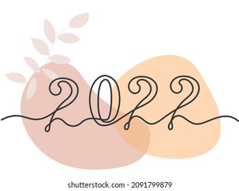 2022 vector. Happy New Year. Modern continuous line drawing style illustration. Happy holidays and Merry Christmas.