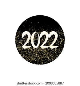 2022 vector sign with golden dust on black background