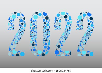 2022 vector symbol. Happy New Year illustration for decoration, celebration, winter holiday, infographic, business, calendar, design. Blue bubble icon