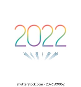 2022 Visión Borrosa Efecto Estilo Espectro Numerales Logotipo y Letras Perspectivas - Multicolor en fondo blanco - Diseño gráfico mixto vectorial