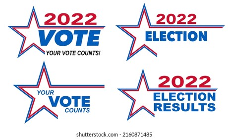 2022 Vote Election with red, white, and blue star - Vector Illustration