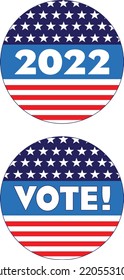 2022 Vote red white blue circle graphics with stars and stripes