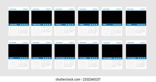 2022 diseño de calendario de pared 12 páginas