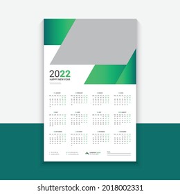 2022 Wall Calendar Design, Set Wall Calendar design with Place for Photo . All in One, one page calendar. Set of 12 Months Vector Template