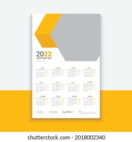 Diseño del Calendario de Paredes 2022, Ajuste el diseño del Calendario de Paredes con el lugar para la foto . Todo en uno, un calendario de páginas. Conjunto de plantilla de vectores de 12 meses