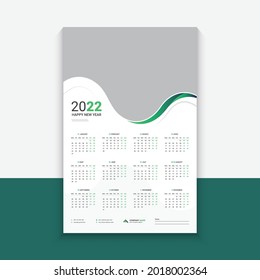 2022 Wall Calendar Design, Set Wall Calendar design with Place for Photo . All in One, one page calendar. Set of 12 Months Vector Template