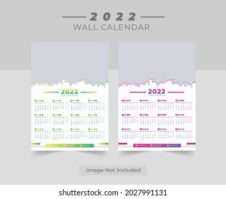Design-Vorlage für Wandkalender 2022 für das neue Jahr