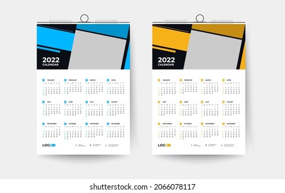 plantilla de diseño de calendario de pared de 2022, plantilla de diseño de calendario de 12 meses moderna