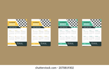 2022 wall calendar design template with nice background. Simple and colorful 2022 wall calendar template. vector illustration..eps