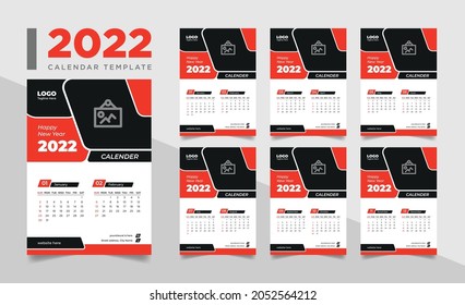 2022 wall calendar template, wall calendar 2022