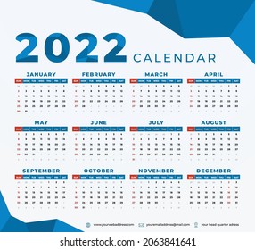 2022 wall calendar template design with minimalist and modern layout multipurpose new year planer   